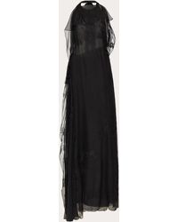 Valentino Evening Dress In Chiffon And Lace - Black