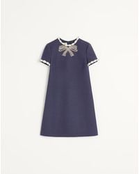 Valentino - エンブロイダリー クレープクチュール ショートドレス 女性 インディゴ/アイボリー - Lyst
