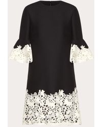 Valentino Crepe Couture And Macramé Inlay Dress - Black