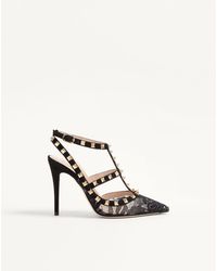 Valentino Garavani - Rockstud Lace Pump With Straps 100Mm - Lyst