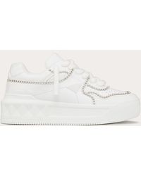 Valentino Garavani - One Stud Xl Trainer In Nappa Leather With Crystals - Lyst