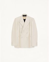 Valentino - Double-Breasted Silk Jacket With Plusdepois Jacquard Pattern And Pressed Crease - Lyst