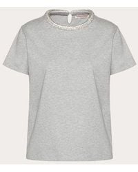 Valentino - Embroidered Jersey T-shirt - Lyst