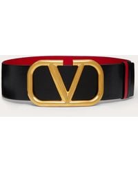 Valentino Garavani Reversible Vlogo Signature Belt In Glossy Calfskin 70mm - Black