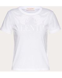 Valentino Cotton Embroidered Jersey T-shirt in White | Lyst