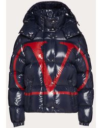 Valentino Moncler Vlogo Lacquered Nylon Padded Jacket - Blue