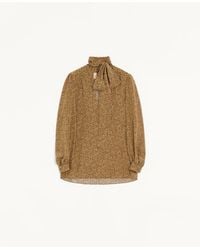 Valentino - Crepe De Chine Shirt With Fauve Éclat Micromacula Print - Lyst