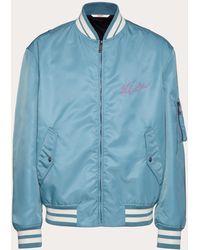 Valentino - Nylon Bomber Jacket With Embroidery And Vlogo Signature Print - Lyst