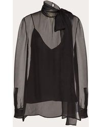 Valentino Chiffon Top - Black