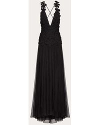 Valentino - Embroidered Crepe Couture Long Dress - Lyst