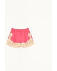 Valentino - Embroidered Couture Linen Shorts - Lyst