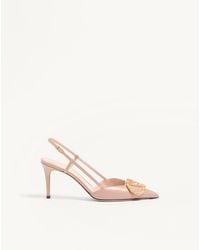 Valentino Garavani - Vlogo Signature Slingback Calfskin Pump With Jewel Logo 80Mm 35.5 - Lyst