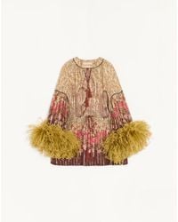 Valentino - Paisley Print Georgette Blouse With Feathers - Lyst