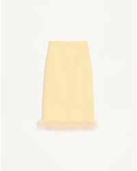Valentino - Crepe Couture Midi Skirt With Feathers 38 - Lyst