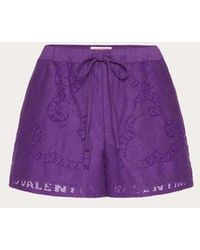 Valentino - Cotton Guipure Lace Shorts - Lyst