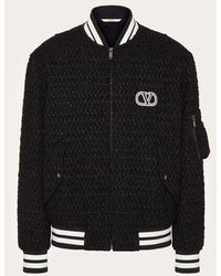 Valentino - Lurex Wool Tweed Bomber Jacket With Vlogo Signature Patch - Lyst