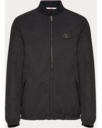 Valentino - Nylon Jacket With Leather Patch And Vlogo Signature - Lyst