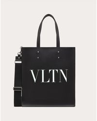 Valentino Garavani Leather Vltn Tote - Black