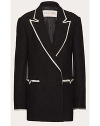 Valentino - Blazer in light wool tweed ricamata - Lyst