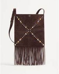 Valentino Garavani - Nellcôte Suede Shoulder Bag With Fringes - Lyst