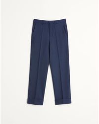 Valentino - Wool Gabardine Trousers With Turn-Ups 44 - Lyst