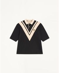 Valentino - Cotton Polo With Inlaid V And Embroidered Panther Patch - Lyst