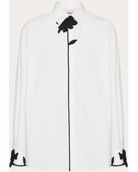 Valentino - Long-sleeved Shirt In Cotton Poplin With Flower Embroidery - Lyst
