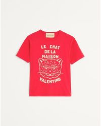 Valentino - Cotton T-Shirt With Le Chat De La Maison Print - Lyst