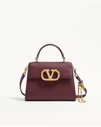 Valentino Garavani - Vsling Kleine Handtasche Aus Genarbtem Kalbsleder Mit Schmucklogo Frau - Lyst