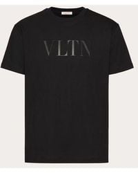 Valentino - T-shirt girocollo in cotone con stampa vltn - Lyst