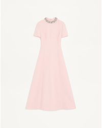 Valentino - Crepe Couture Embroidered Midi Dress 36 - Lyst