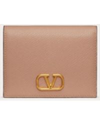 Vlogo Signature Grainy Calfskin Wallet With Chain for Woman in Rose  Cannelle