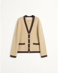 Valentino - トゥッタラ V パターン ウール カーディガン おとこ ベージュ/ブラウン - Lyst