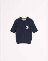 Valentino - Top Brodé En Laine Femme - Lyst