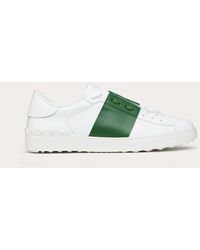 Valentino Garavani Sneaker Open In Vitello Bianco/verde 100% Pelle Di Vitello - Bos Taurus 40