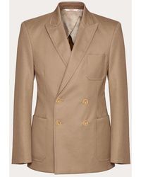 Valentino - Double-breasted Jacket In Cotton Satin - Lyst
