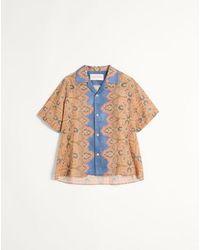 Valentino - Linen Bowling Shirt With Voyage Imaginaire Print - Lyst