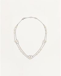 Valentino Garavani - Vlogo Signature Metal Necklace With Swarovski Pearls - Lyst