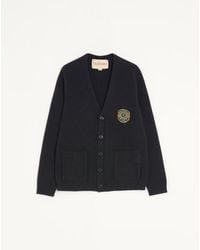 Valentino - Wool Cardigan With Embroidered Patch - Lyst