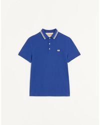 Valentino - Cotton Piqué Polo Shirt With Vlogo Patch - Lyst