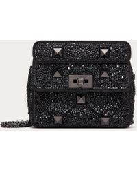 Valentino Garavani - Small Roman Stud The Shoulder Bag And Chain With Sparkling Embroidery - Lyst