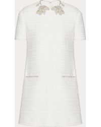 Valentino - Embroidered Glaze Tweed Short Dress - Lyst