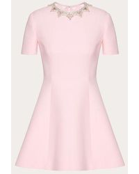 Valentino - ROBE COURTE BRODÉE EN CRÊPE COUTURE - Lyst