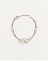 Valentino Garavani - Vlogo Signature Metal Bracelet With Swarovski® Pearls - Lyst