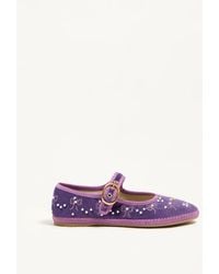 Valentino Garavani - Mary-Jane Endouce Velvet Ballerina With Bow Embroidery - Lyst