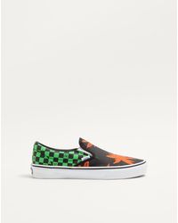 Valentino Garavani - And Vans Slip-On Fabric Trainer With Vlogo Checkerboard Print And Tropical Leaves Print - Lyst