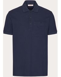 Valentino - Cotton Piqué Polo Shirt With Topstitched V Detail - Lyst