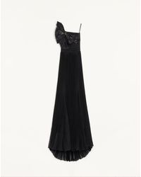 Valentino - Langes Kleid Aus Bestickter Leichter Georgette Frau - Lyst