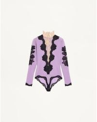 Valentino - Jersey Bodysuit With Lace - Lyst