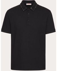 Valentino - Cotton Piqué Polo Shirt With Black Untitled Studs - Lyst